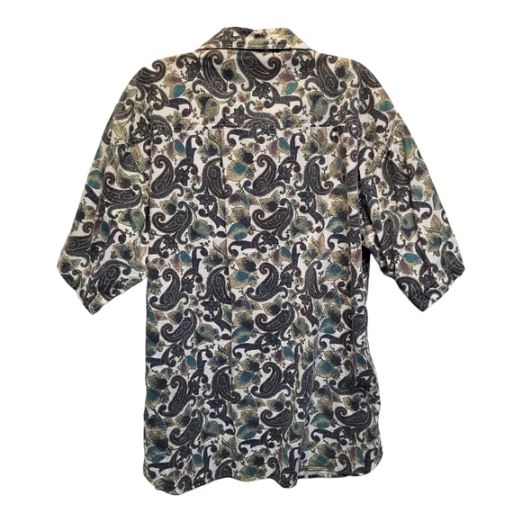 Paisley Print Men's Casual Short Sleeved Button Down Shirt - Size XL - Picture 2 of 3
